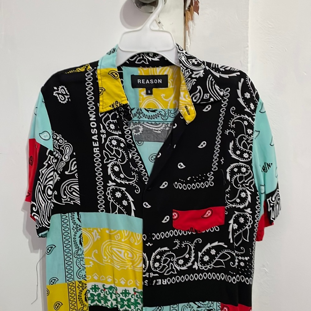 Reason Mens Short Sleeve Button Up